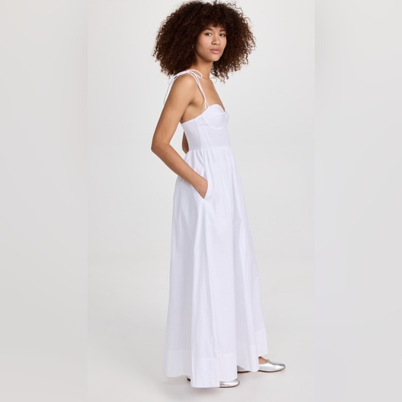 STAUD Landry White Maxi Dress Medium B185 - Picture 5 of 8